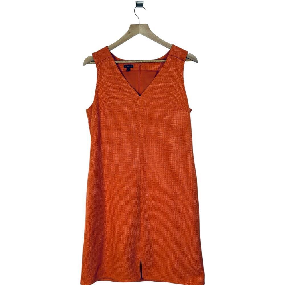 Talbots Womens Orange Pique Sleeveless Shift Dress Size 14 Career Pockets Lined